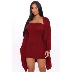 Fashion Nova Coco Dress Set - Burgundy XS